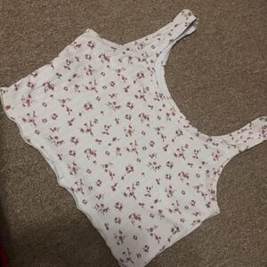 Girls White Floral One-Piece Tank Romper